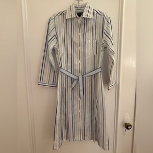 Brooks Brothers Blue and White Striped Shirt Dress